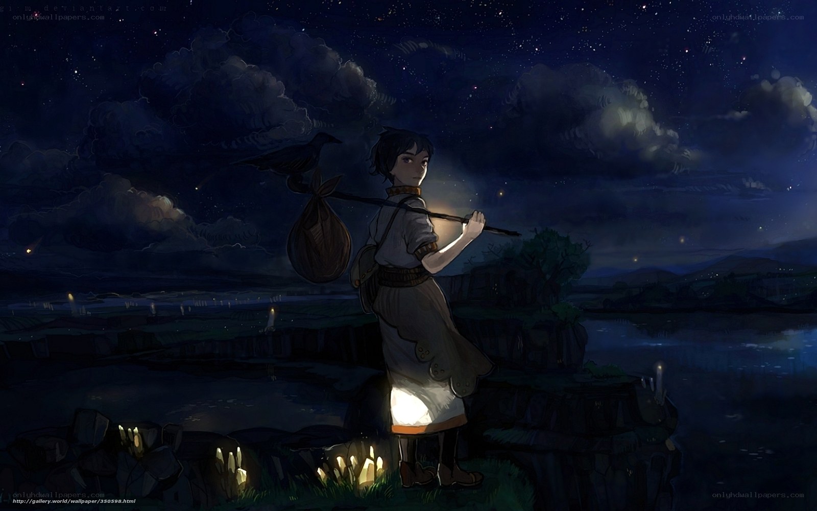 nighttime traveler with lantern