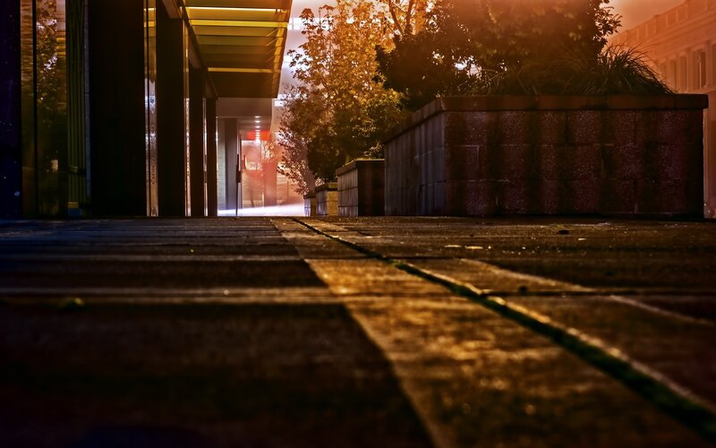 nighttime urban alleyway