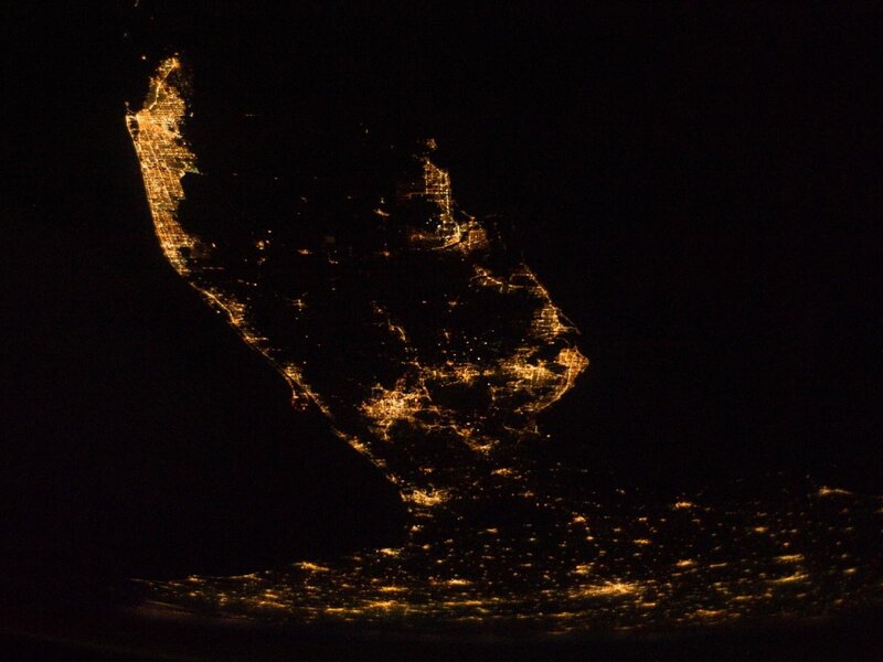 Nighttime view of a city