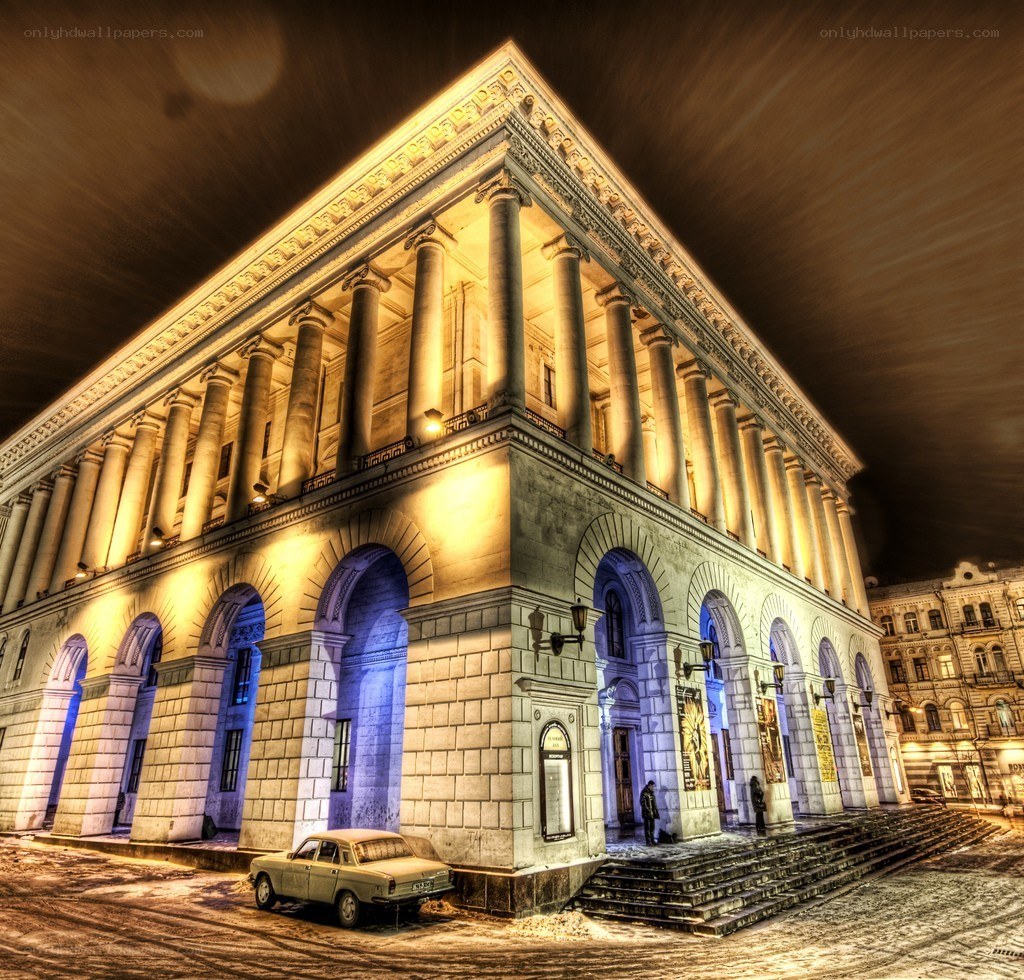 nighttime view of a classical building