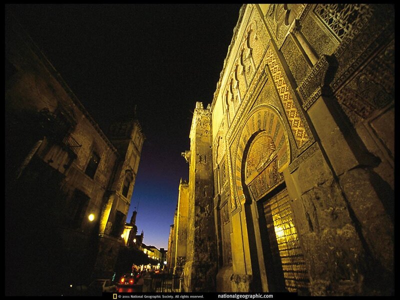 nighttime view of a historic building