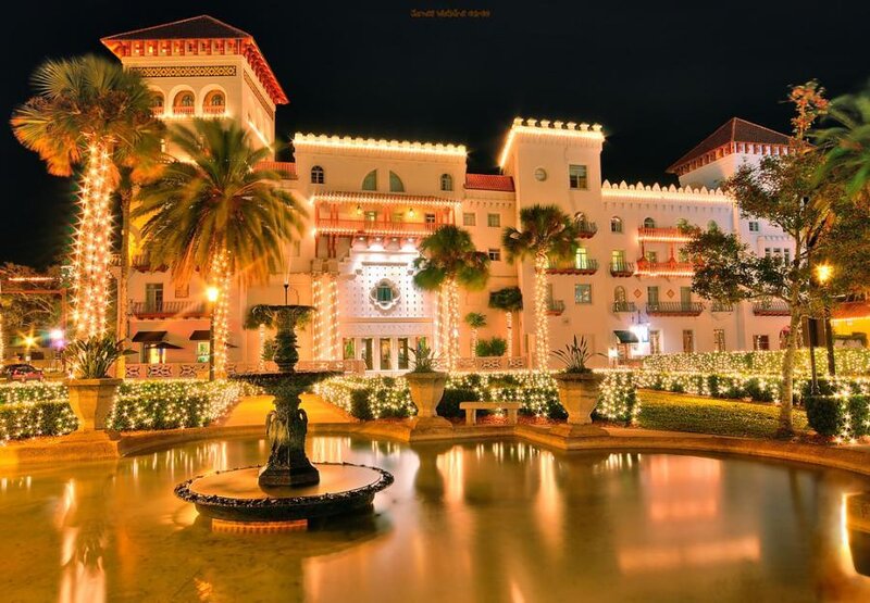 nighttime view of a hotel