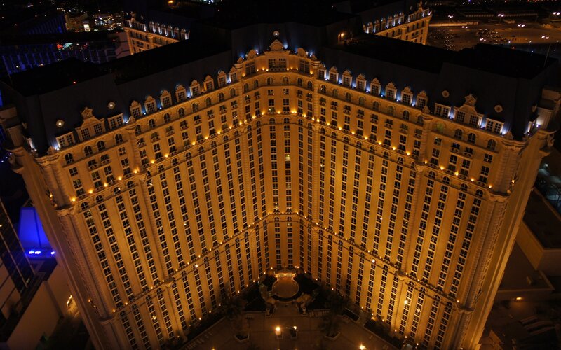 nighttime view of a hotel