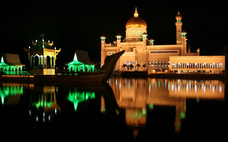 nighttime view of a mosque
