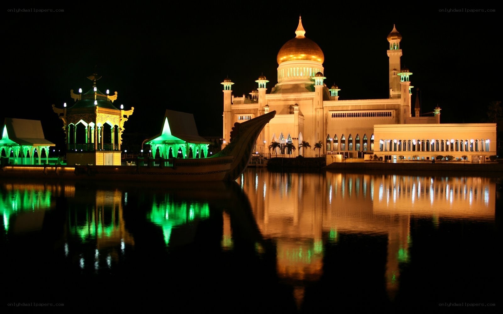 nighttime view of a mosque