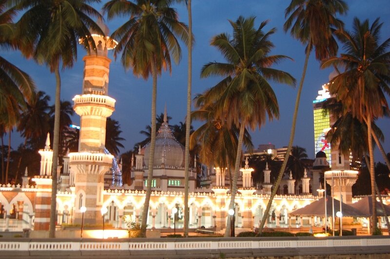 nighttime view of a mosque