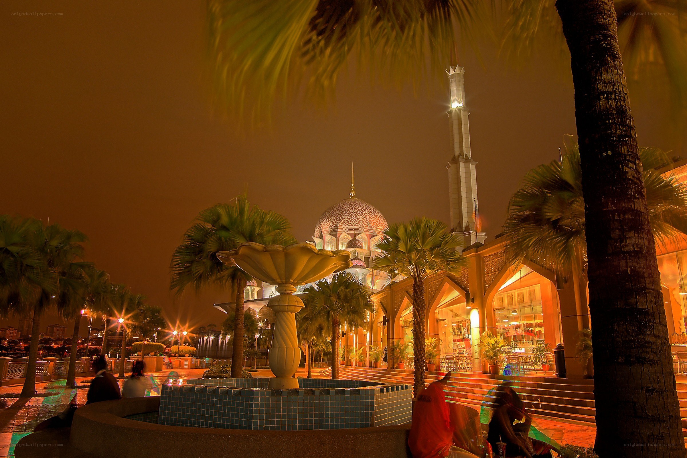nighttime view of a mosque