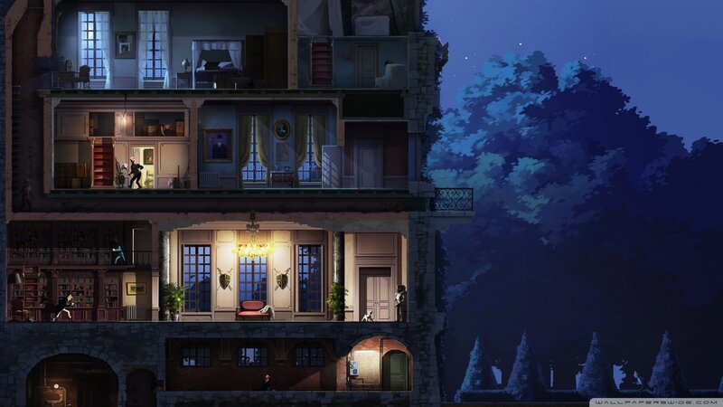 Nighttime view of a multi-story building