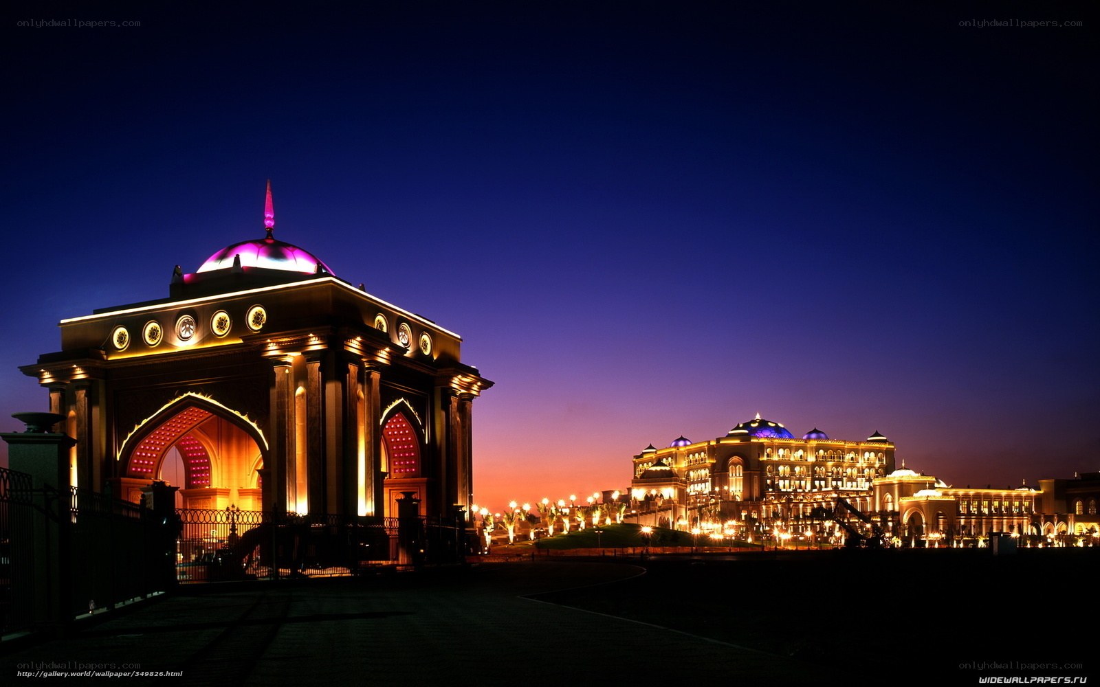 Nighttime view of a palace
