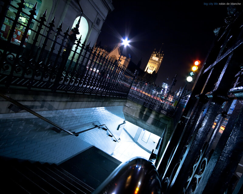 Nighttime view of London stairs
