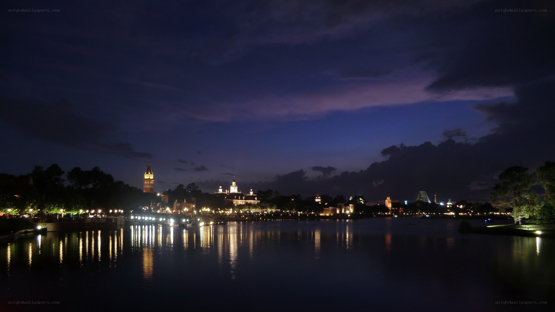 nighttime view of magic kingdom