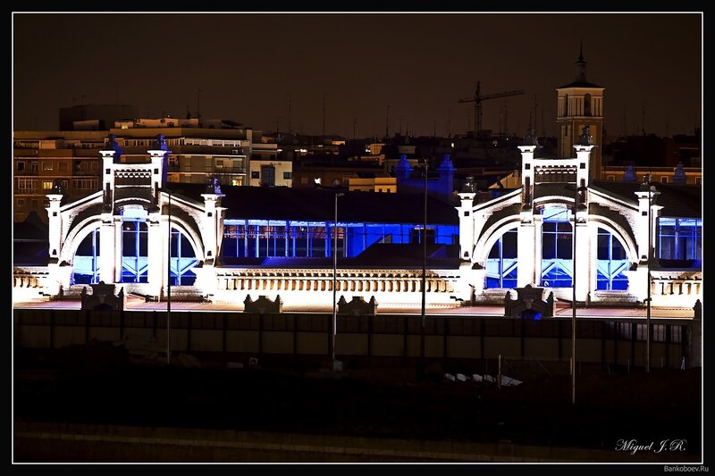nighttime view of market building