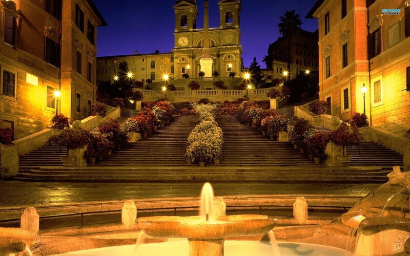 nighttime view of spanish steps
