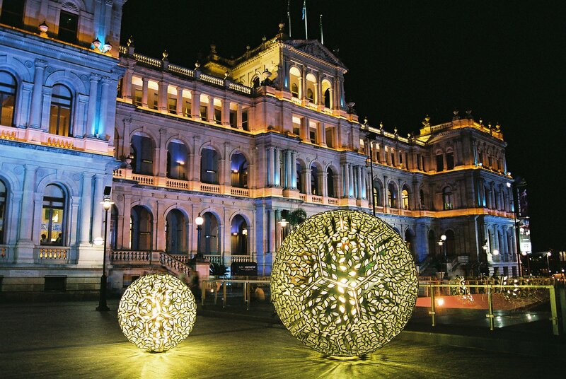 Nighttime view of Treasury Building