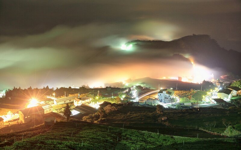 Nighttime Village Landscape