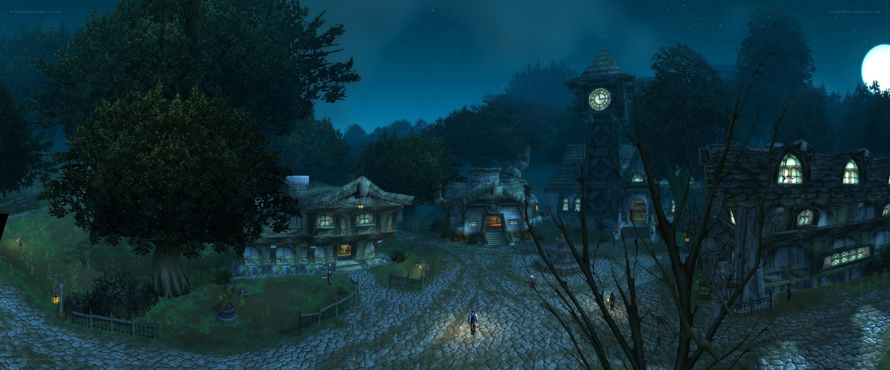 nighttime village scene