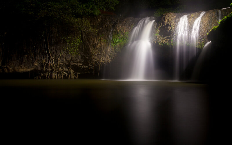 Nighttime Waterfall Cascade