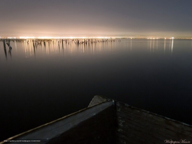 Nighttime waterfront view