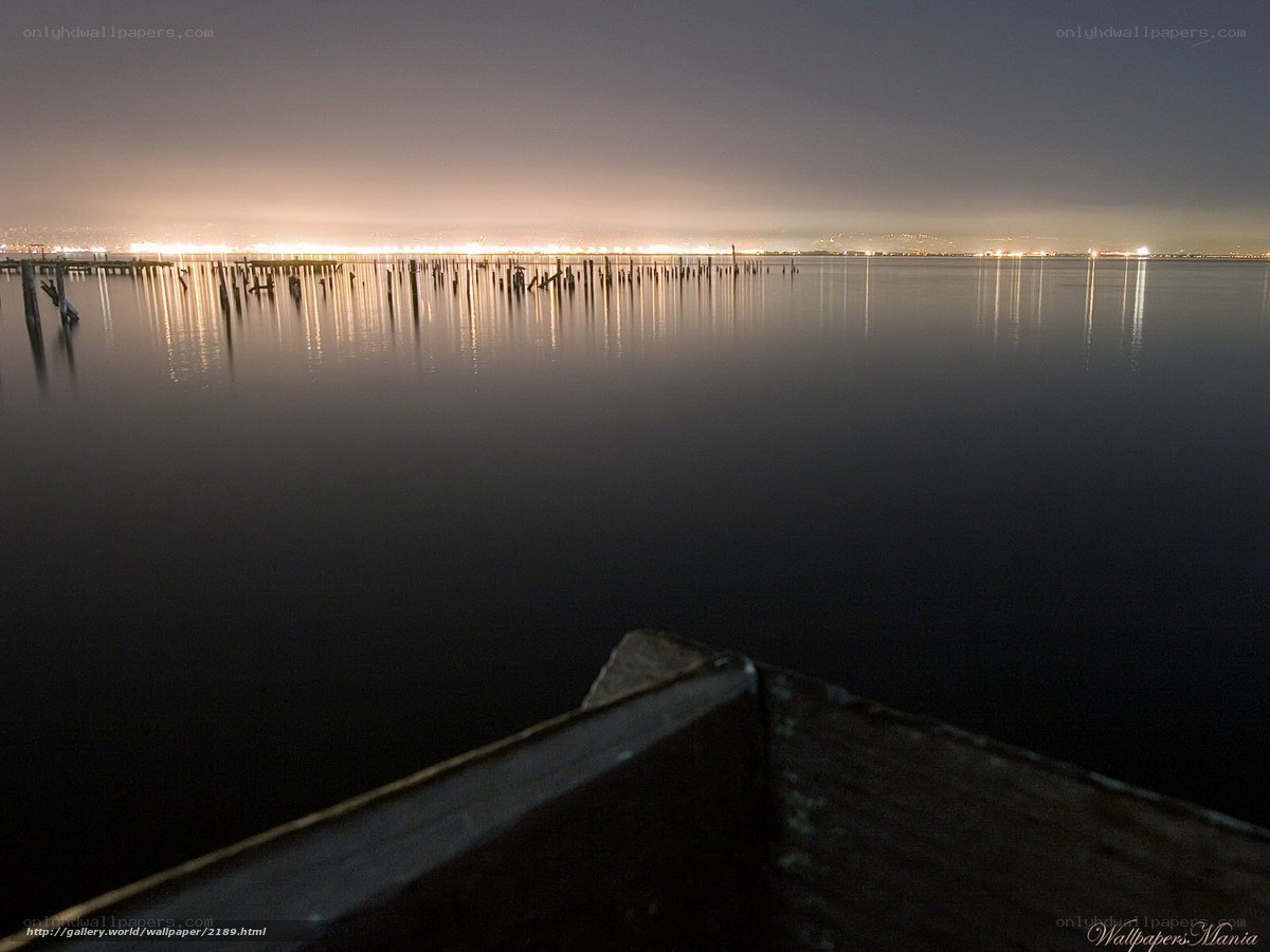 Nighttime waterfront view