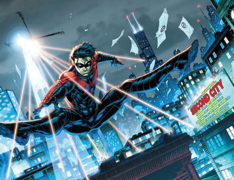 Nightwing in Flight — Blue, Dramatic