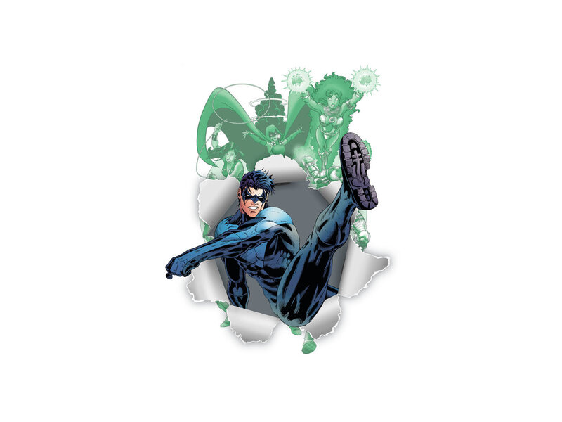 Nightwing Kicking Through Paper