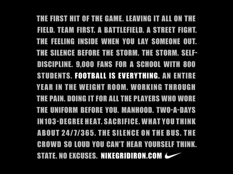 Nike Gridiron ad text