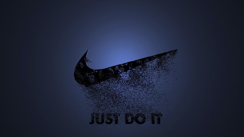 Nike Logo and Slogan — Blue, Dramatic