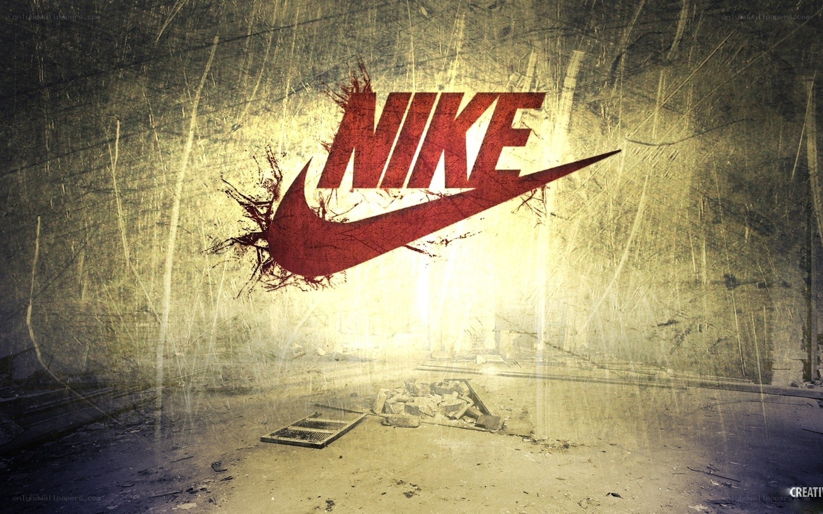 Nike logo in gritty urban setting
