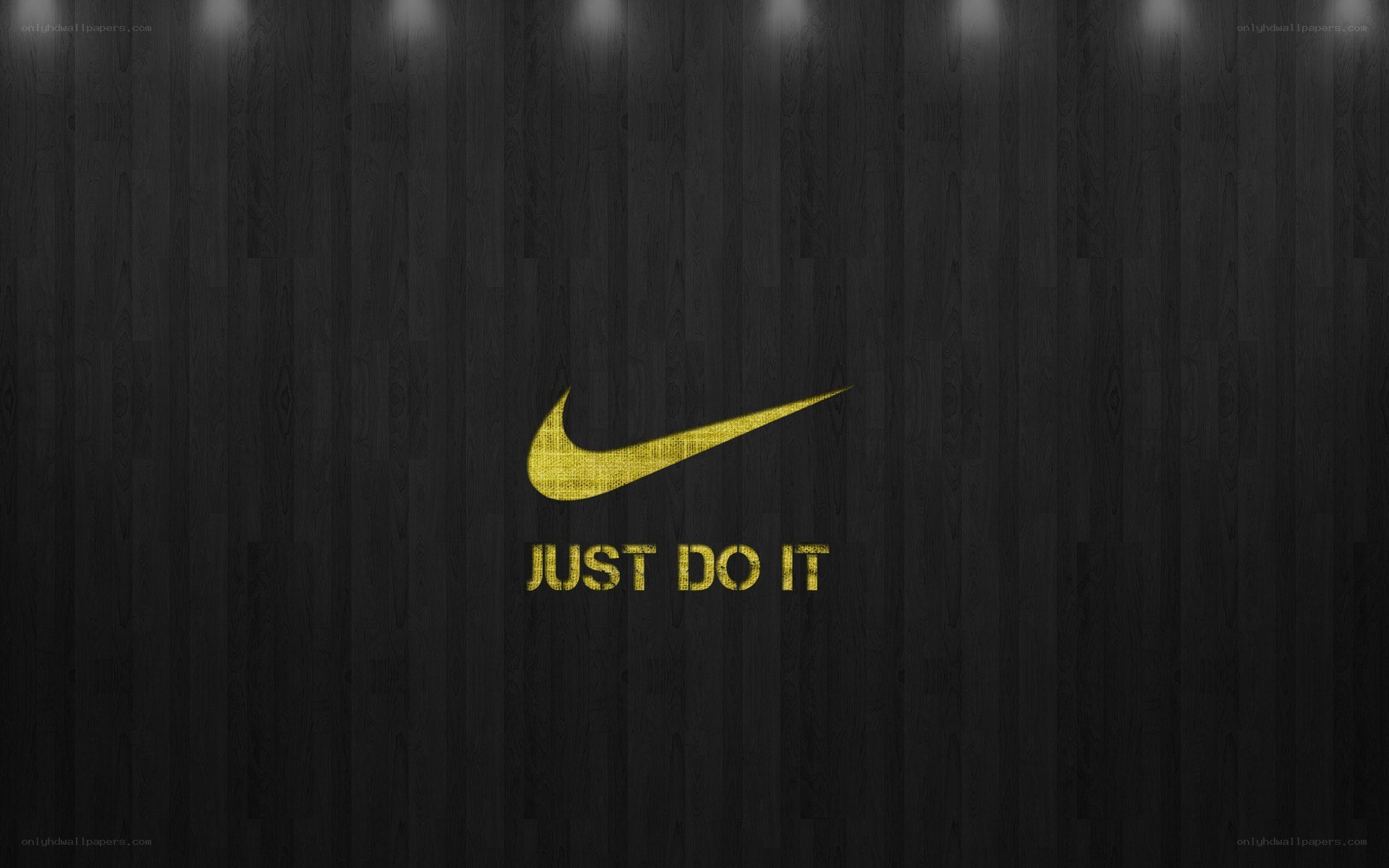 Nike logo on dark wood