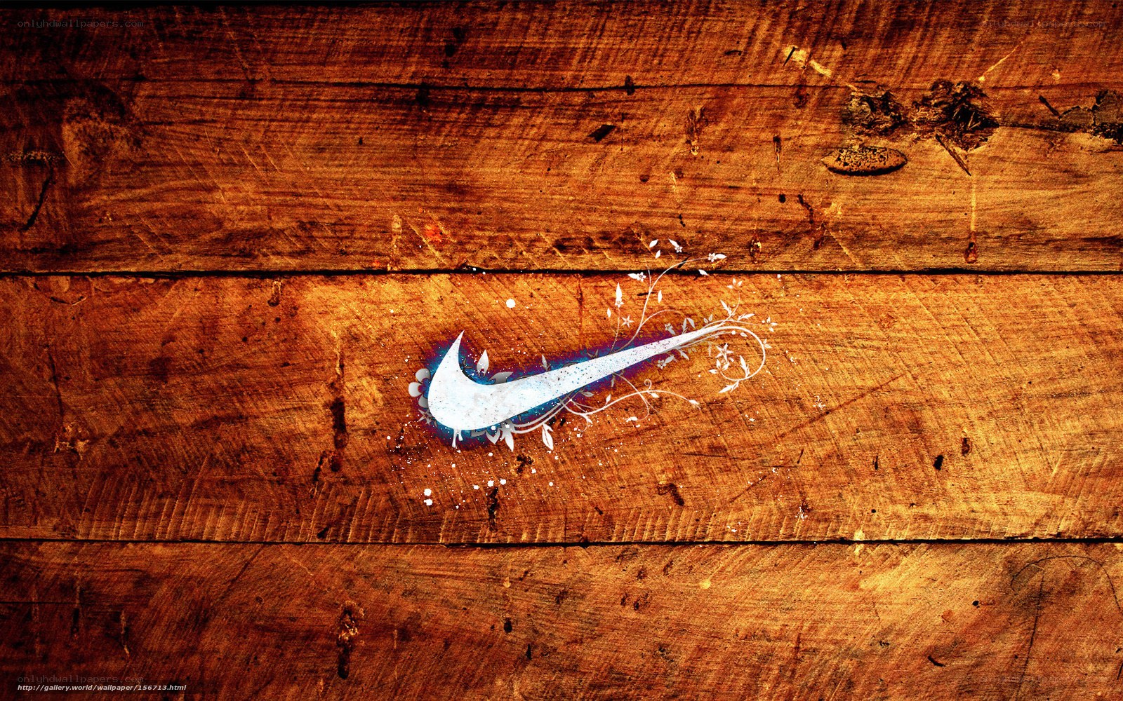 Nike logo on wood texture