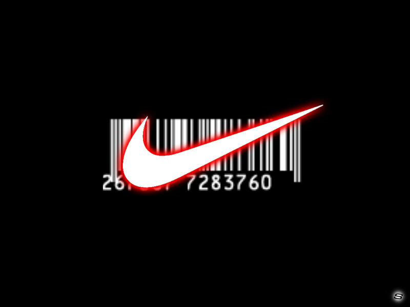 Nike logo with barcode