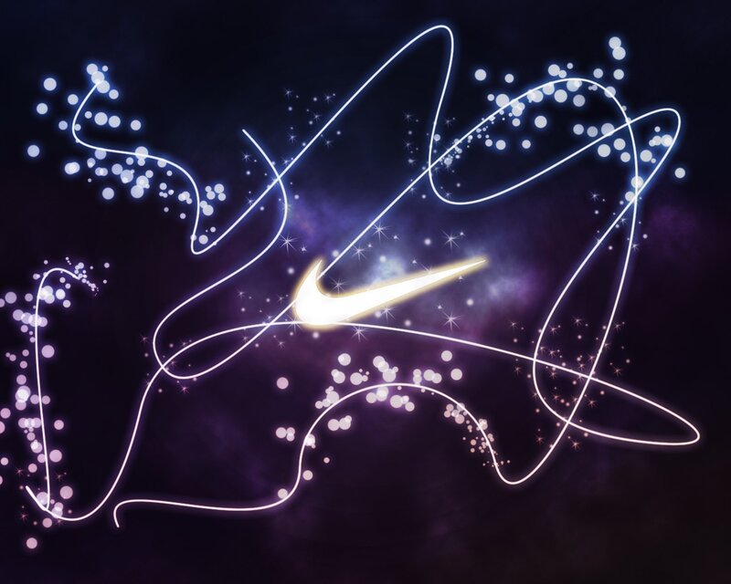 Nike logo with glowing lines
