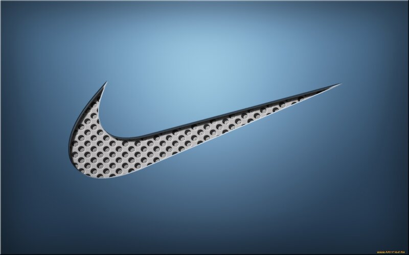 Nike Swoosh Logo — Blue, Minimalist