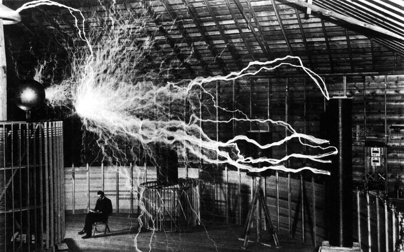 Nikola Tesla conducting experiments