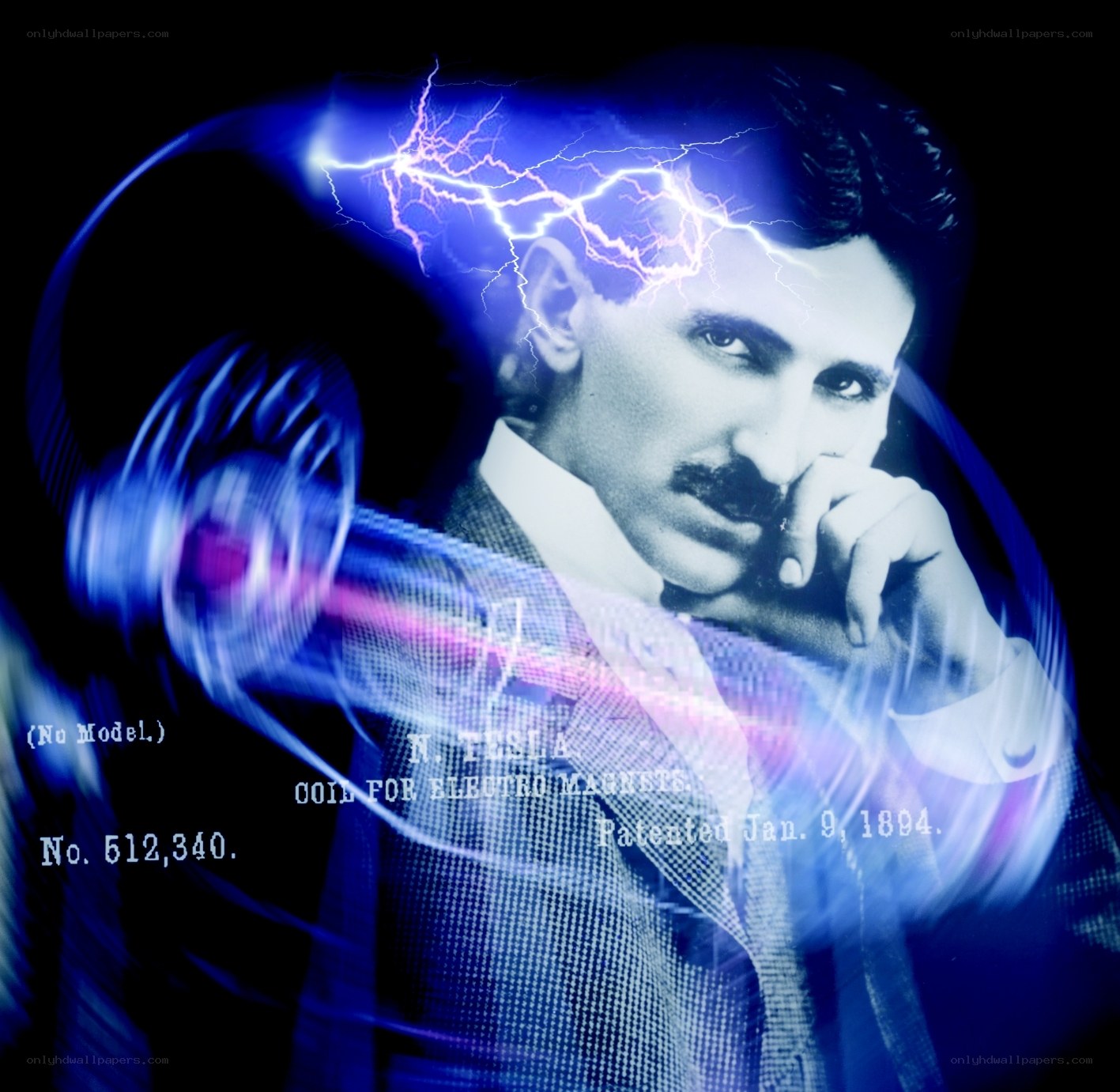 Nikola Tesla with electric effects