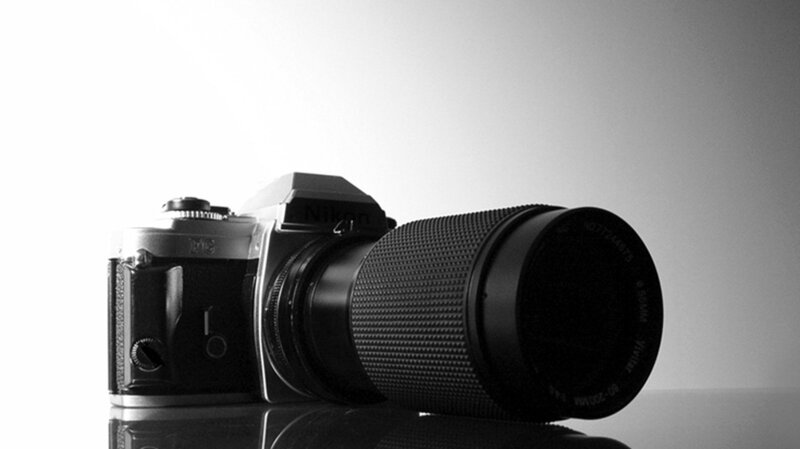 Nikon camera with telephoto lens