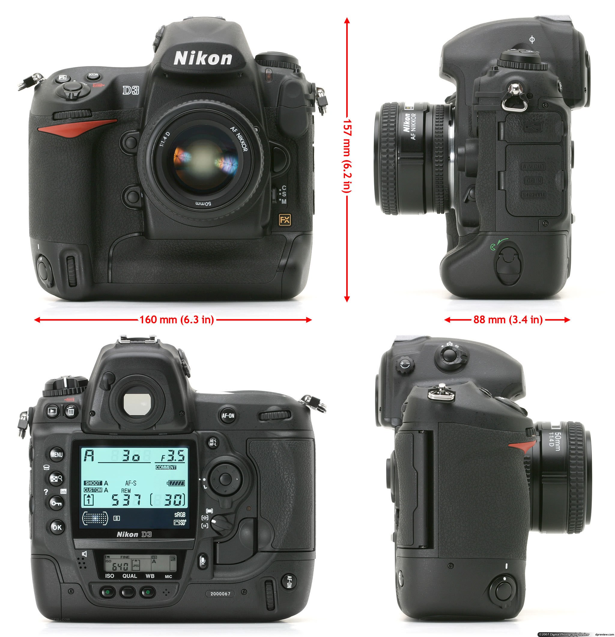 Nikon D3 camera views