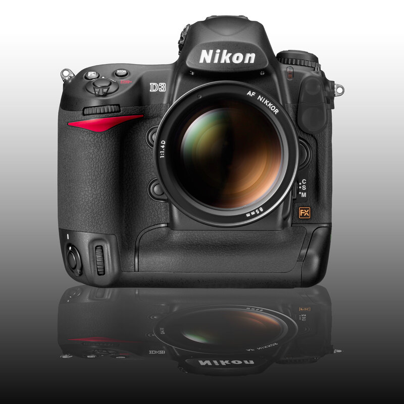 Nikon D3 camera with lens