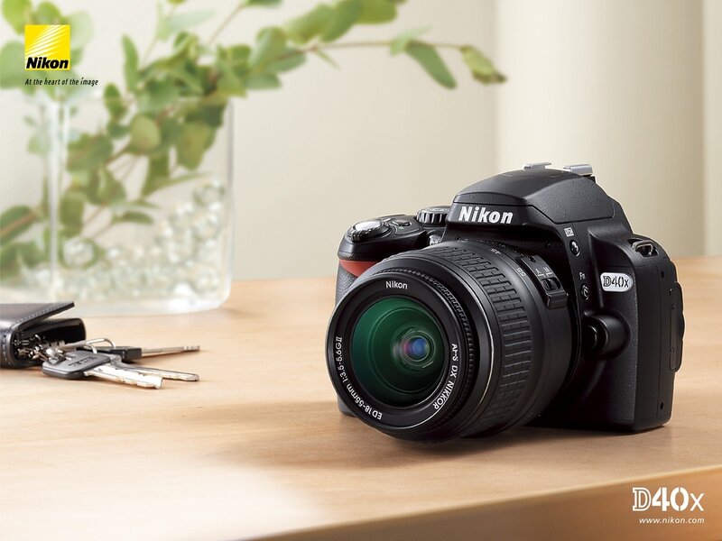 Nikon D40x camera on table