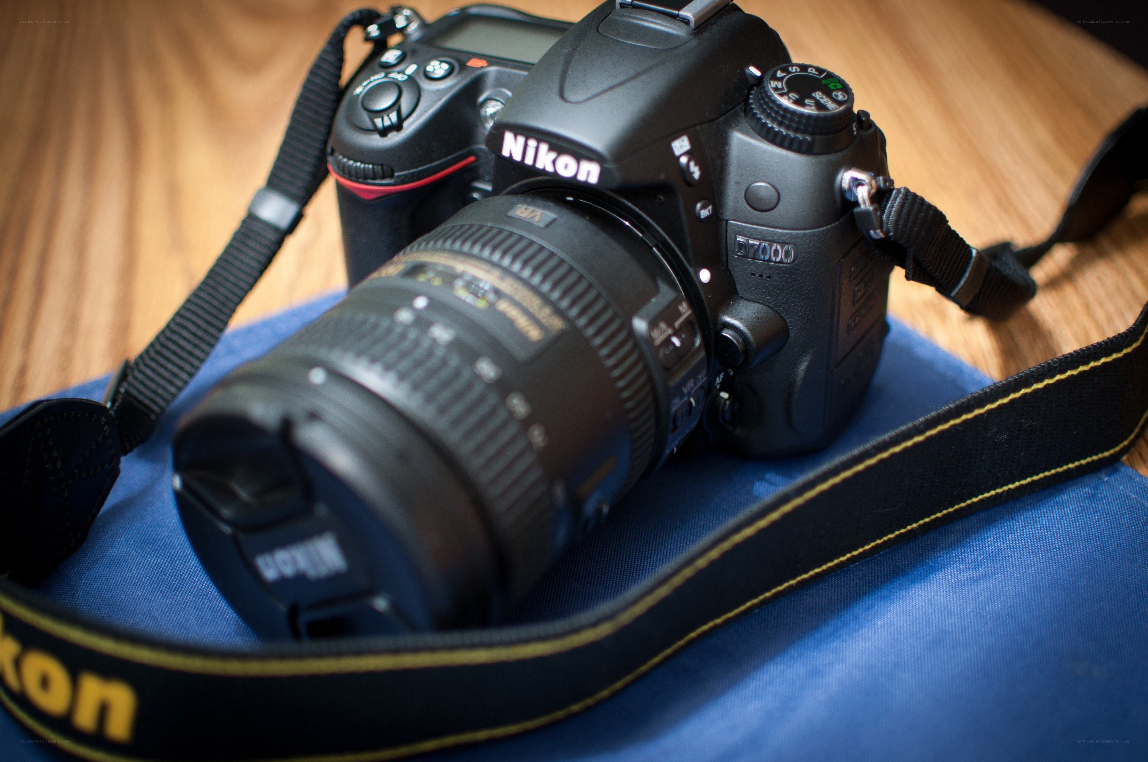Nikon D7000 camera on blue cloth