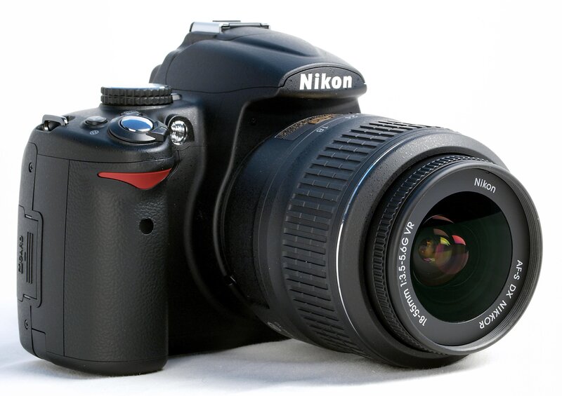 Nikon DSLR camera with lens
