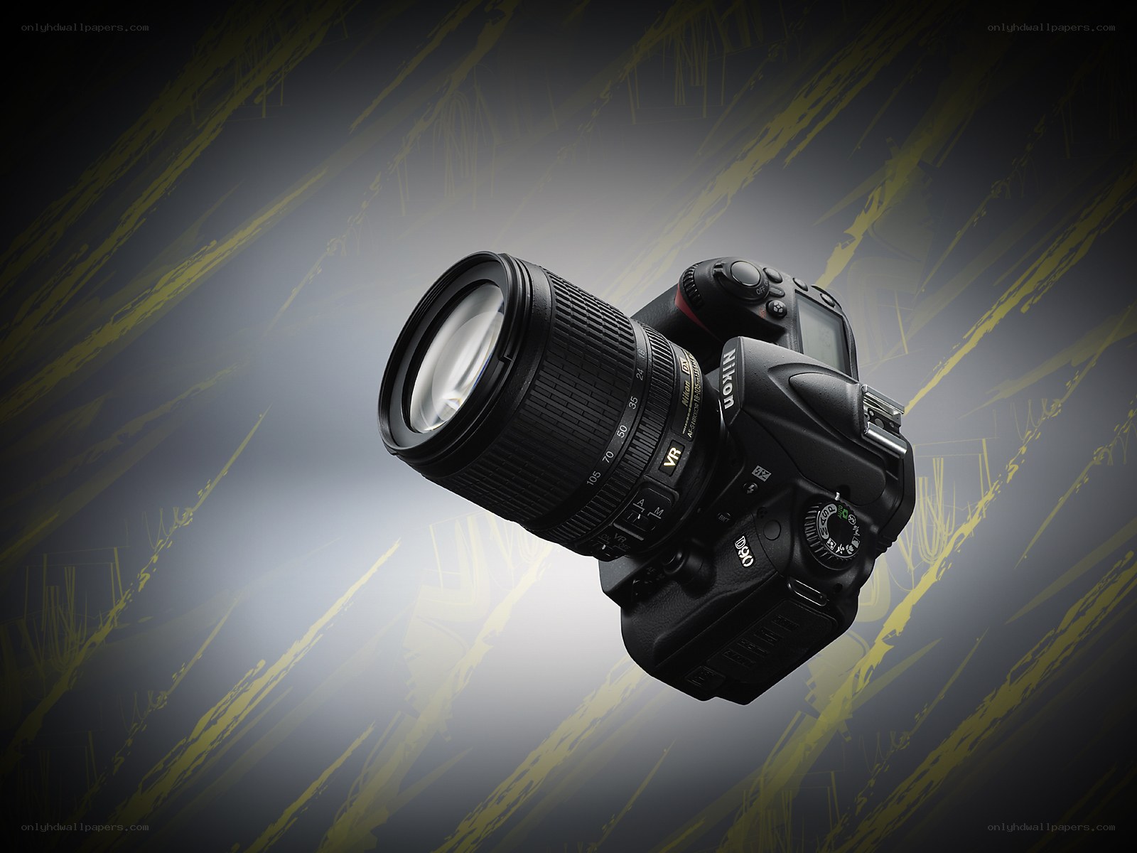 Nikon DSLR camera with lens