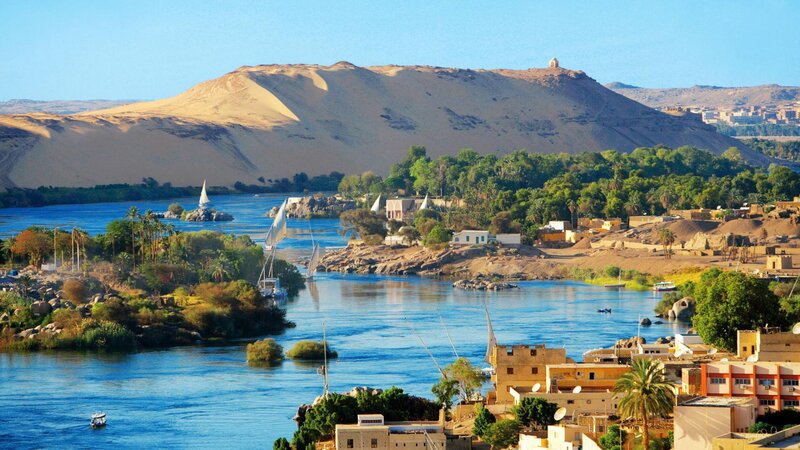 Nile River Landscape — Blue, Serene