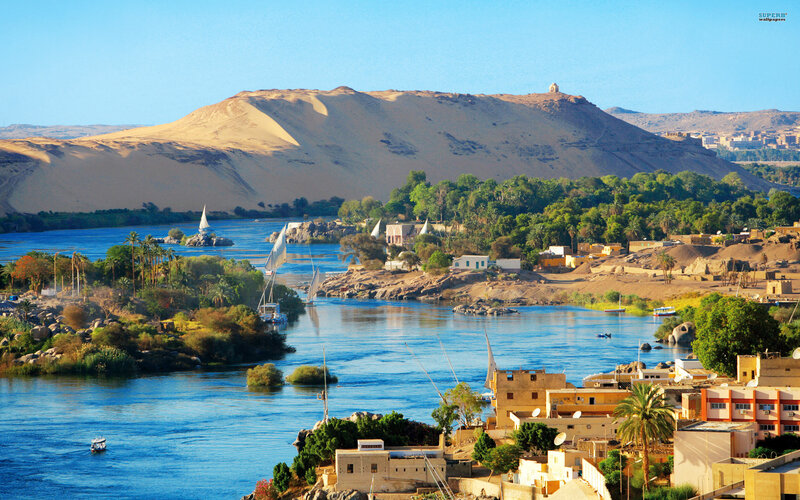 Nile River Landscape — Blue