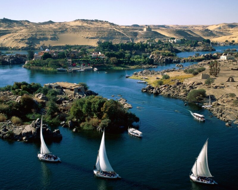 Nile River with sailboats