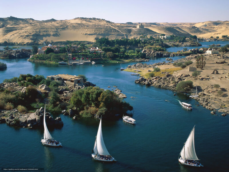 Nile River with sailboats