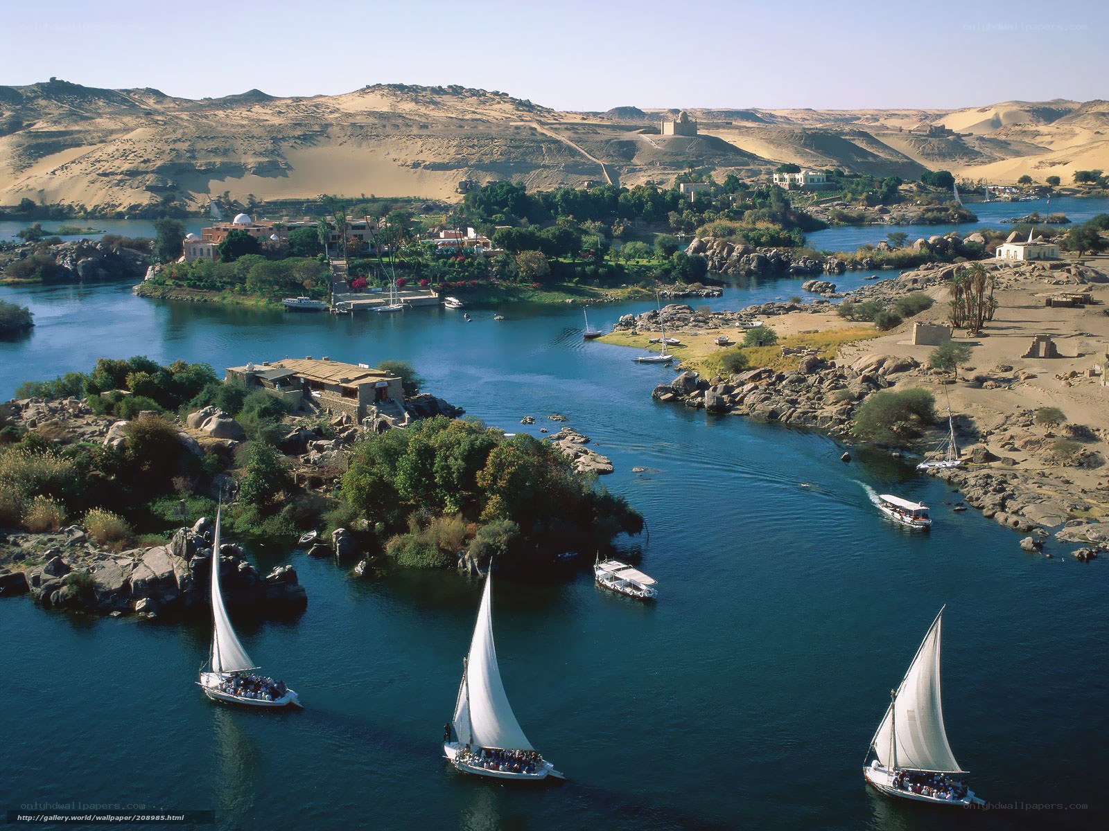 Nile River with sailboats