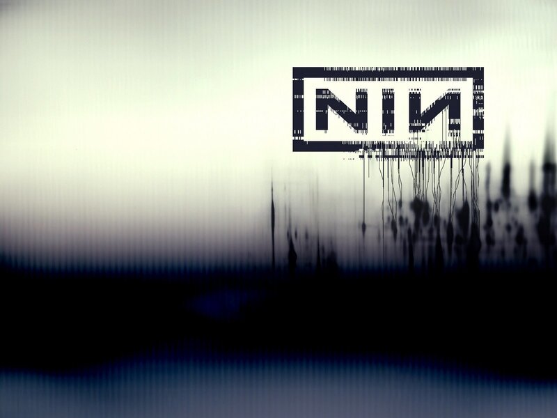 NIN Logo on Abstract Background — Black