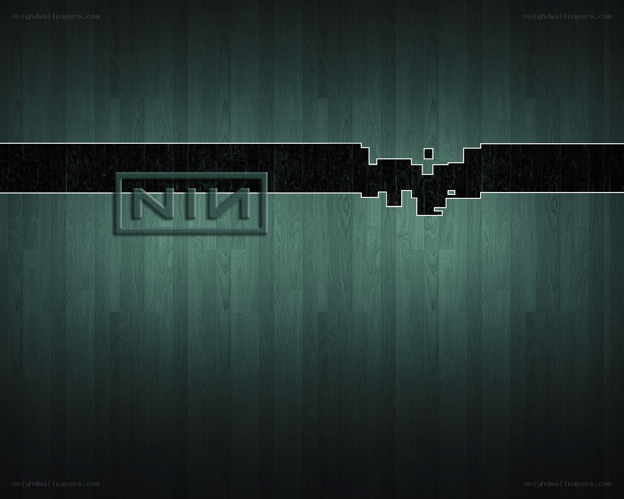 NIN logo on wood texture