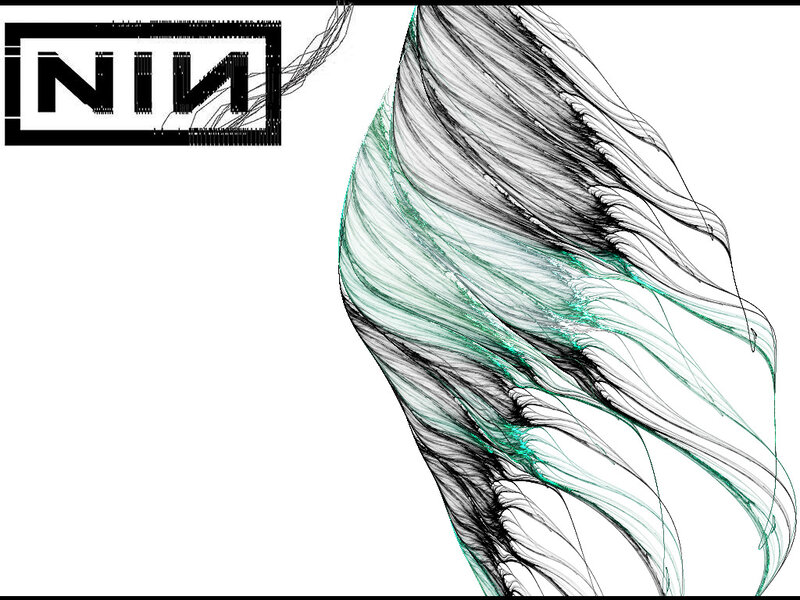 NIN logo with abstract art